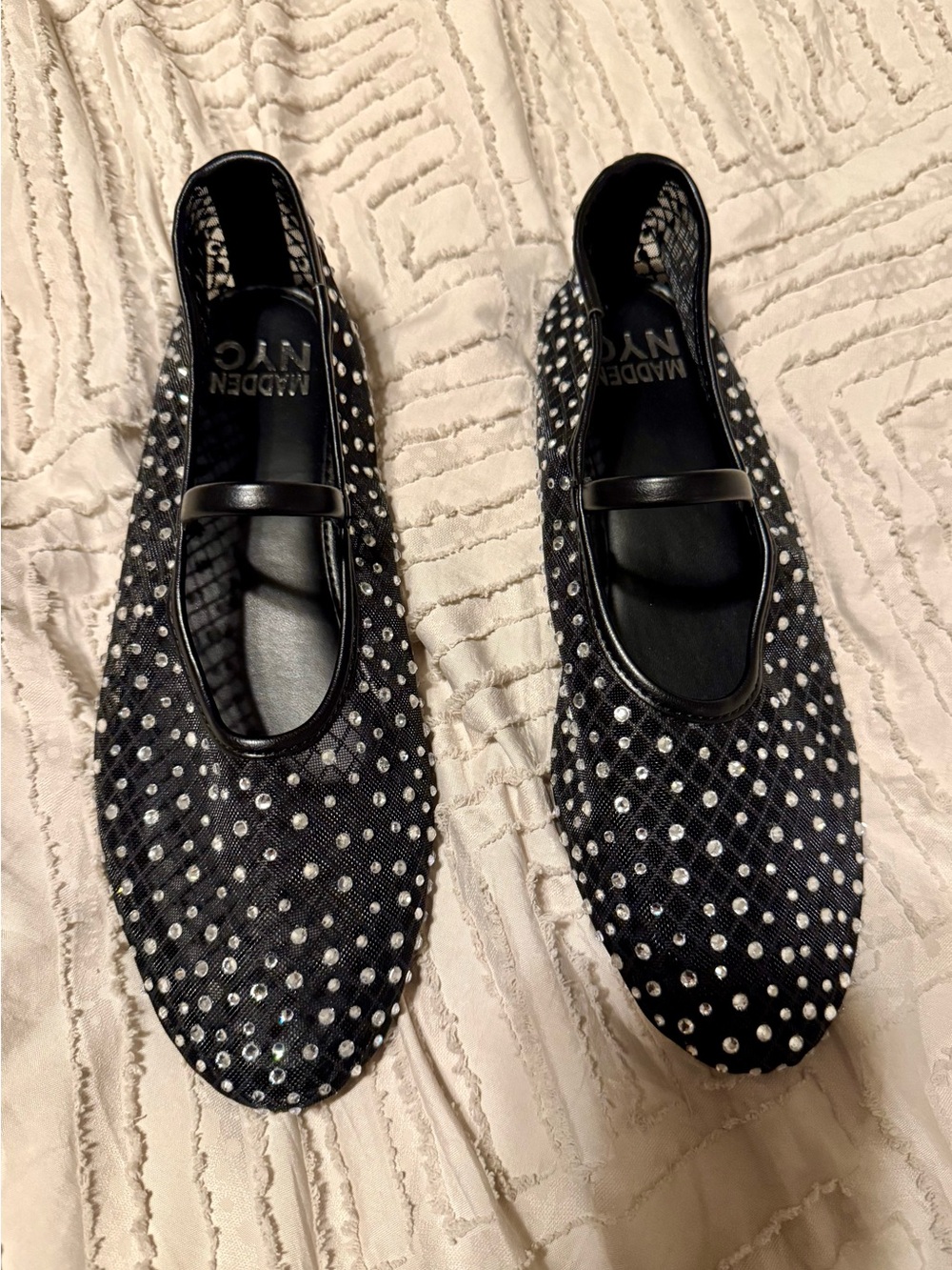 Madden NYC Black Crystal Ballet Flats